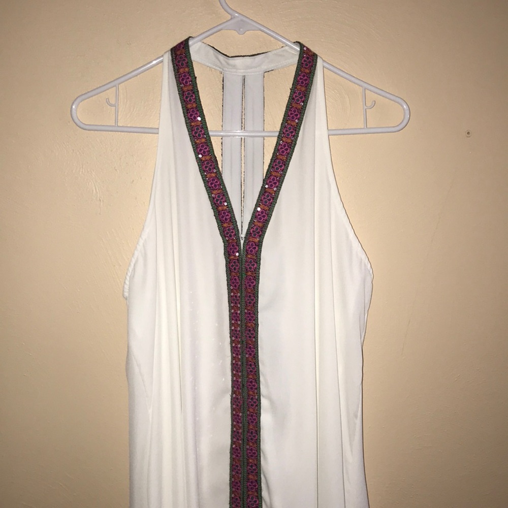 White Racerback Dress With Stripe